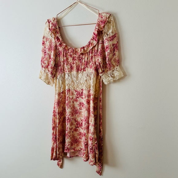 Free People Lucie Mini Dress Floral Boho Lace - Picture 9 of 12